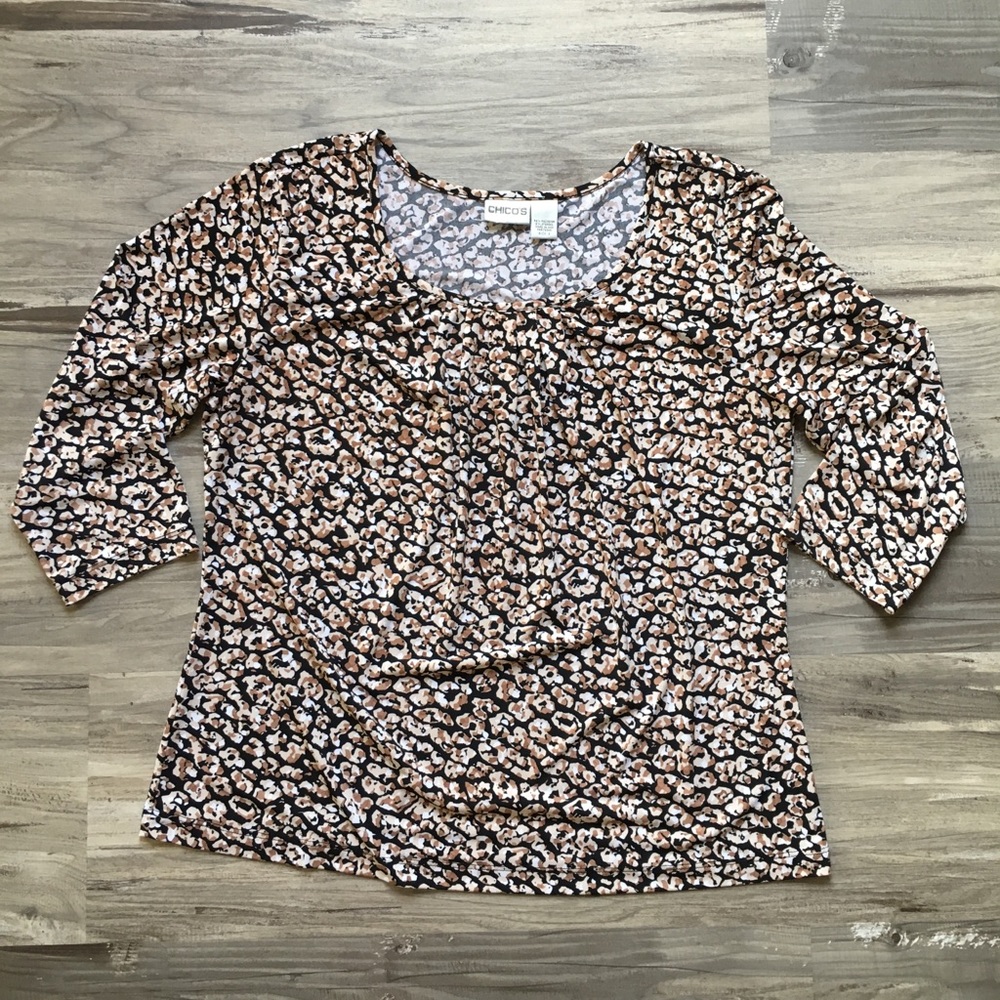 Chicos Top 3/4 Sleeve Blouse Shirt Earth Tones 3